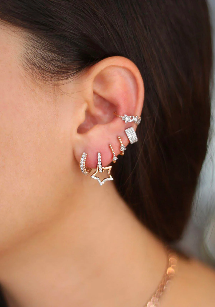 Boucle D'Oreille Beaded Star Tiny Hoop - Kismet By Milka