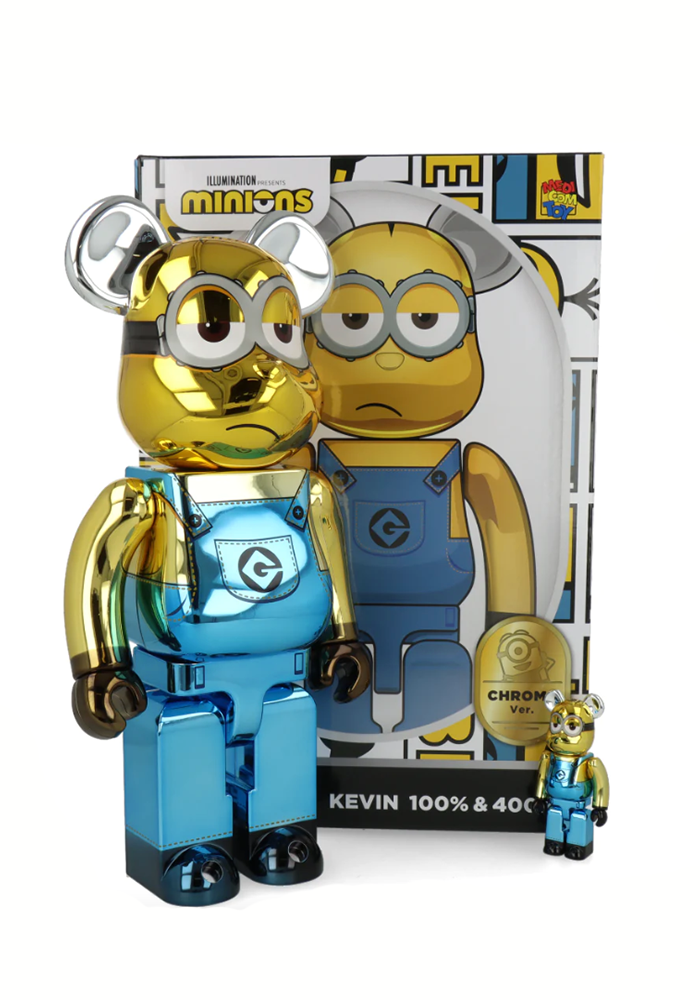 Set De 2 Bearbrick Minions Kevin Chrome - Artoyz