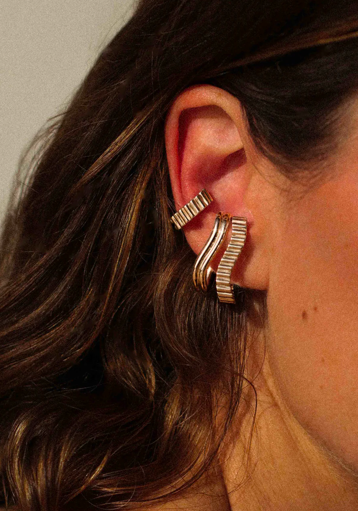 Bijou D'Oreille Memphis Horizontal Plaqué Or - Mayrena