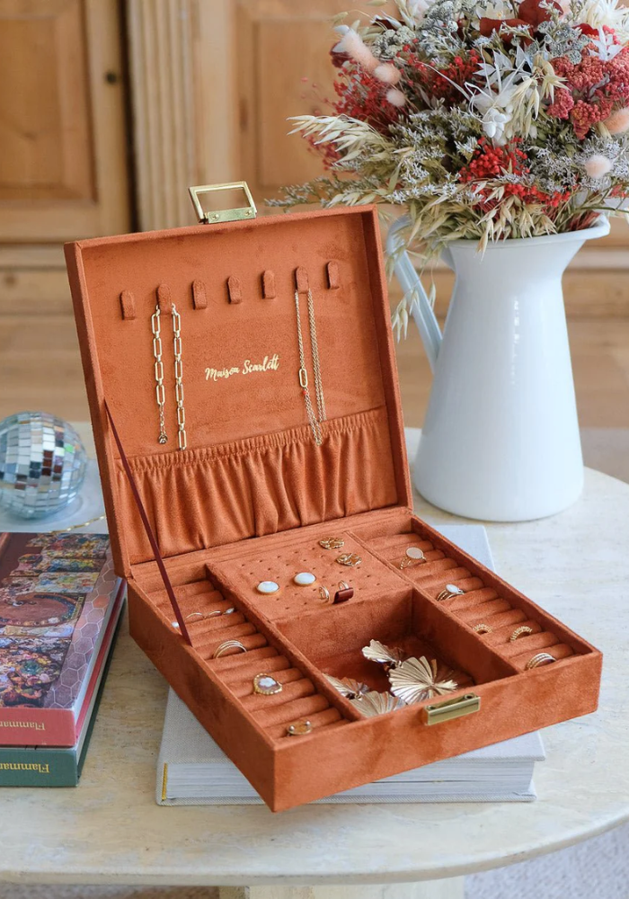 Boîte À Bijoux Anne En Velours Camel - Sélectionné par Blush