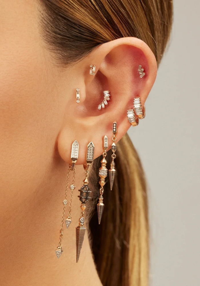 Boucle D'Oreille Ornament Drop Diamants Champagne - Kismet By Milka