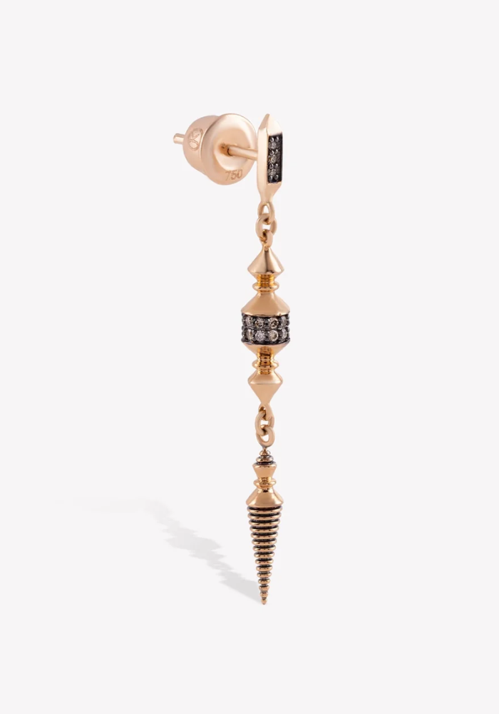 Boucle D'Oreille Ornament Drop Diamants Champagne - Kismet By Milka