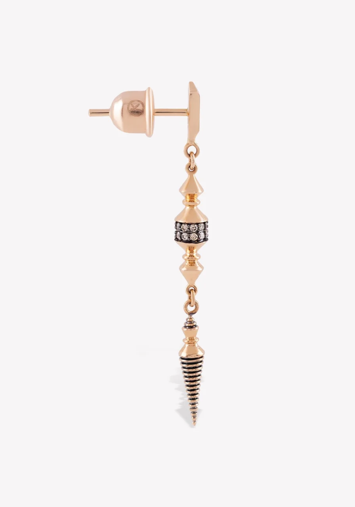 Boucle D'Oreille Ornament Drop Diamants Champagne - Kismet By Milka