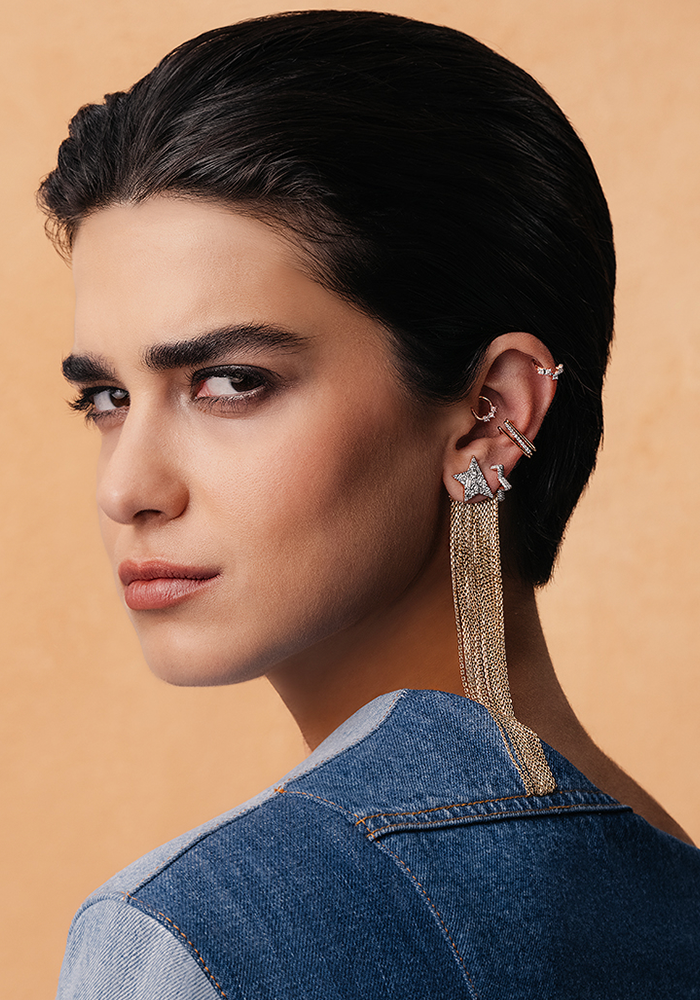 Boucle D'Oreille Pavé Star Hoop - Kismet By Milka