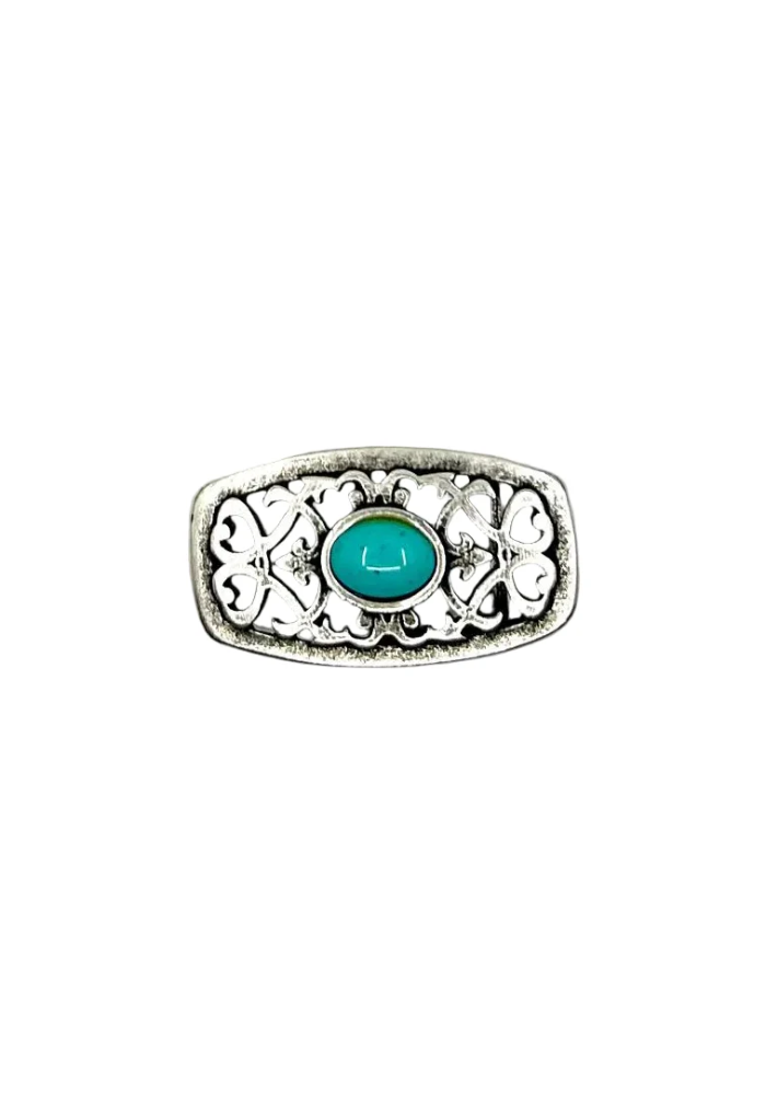 Boucle De Ceinture Rectangle Argenté Turquoise - Yolete