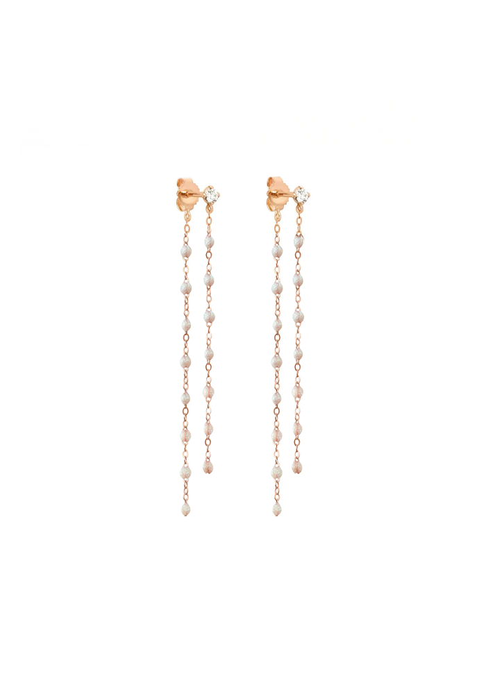 Boucles D'Oreilles Dansantes Classique Gigi Diamant Or Rose Résines Opale - Gigi Clozeau