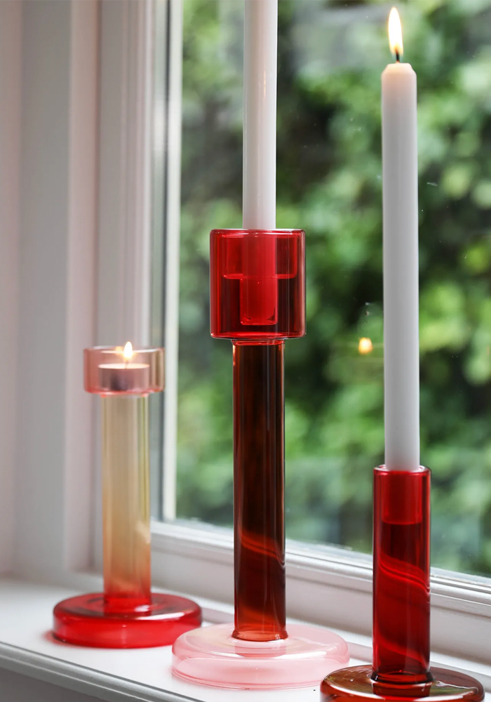 Bougeoir Bole L Rouge Et Rose - &klevering
