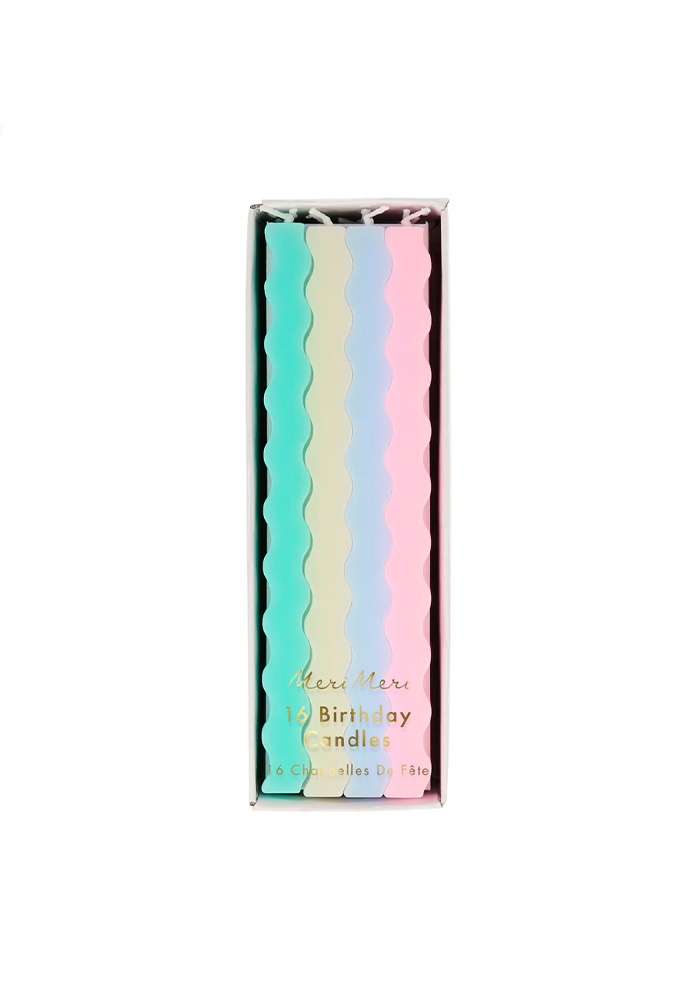 Boite De 16 Bougies Ondulées Multicolores Pastels - Meri Meri