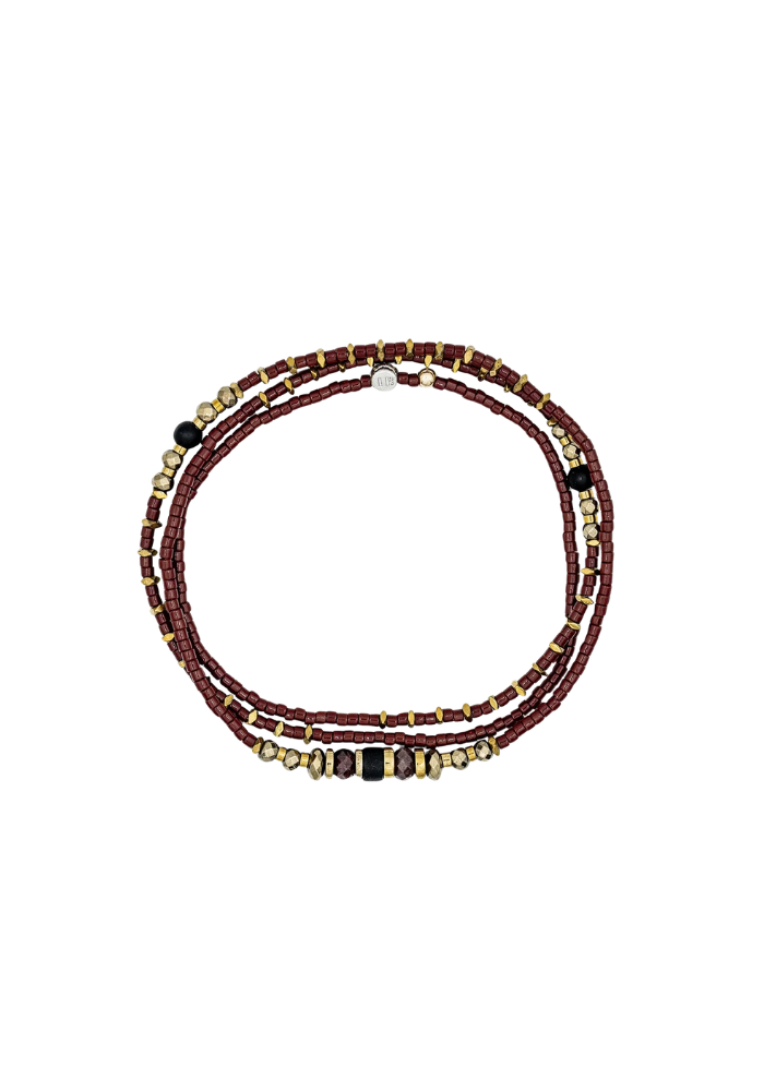 Bracelet 3 Tours ou Collier Mars Bordeaux - Têtes Blondes