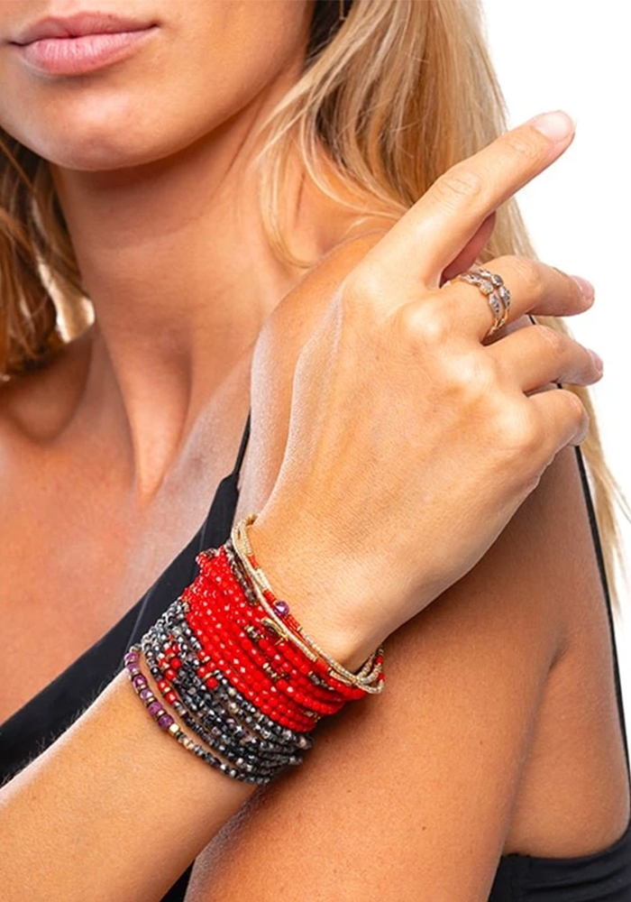 Bracelet 3 Tours Juillet 3 Rubis - Têtes Blondes