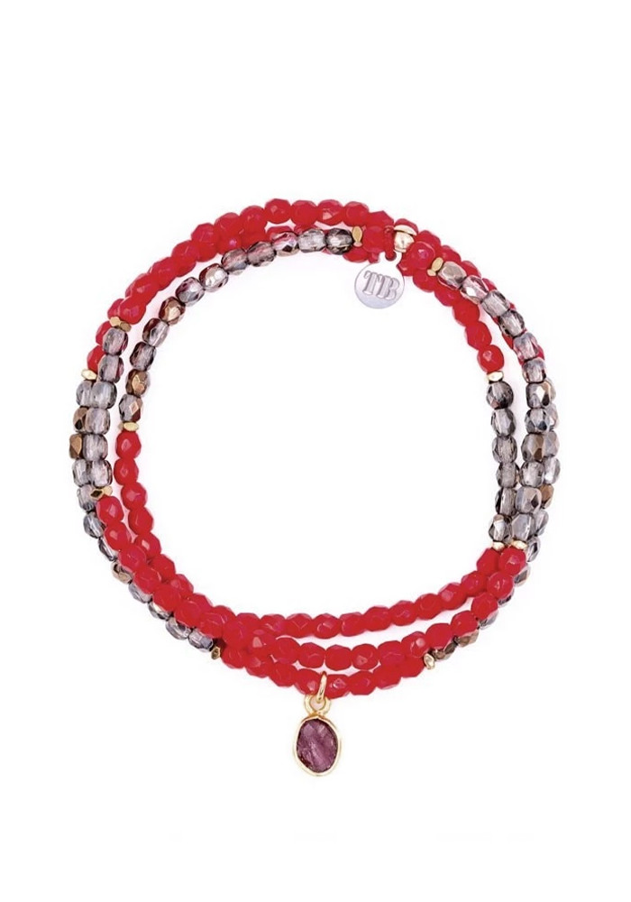 Bracelet 3 Tours Juillet 3 Rubis - Têtes Blondes