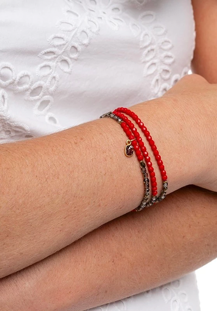 Bracelet 3 Tours Juillet 3 Rubis - Têtes Blondes