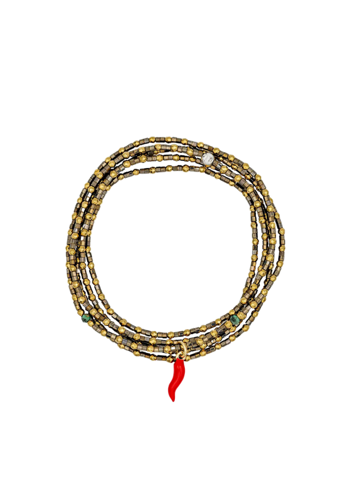 Bracelet 5 Tours Ou Sautoir Piment - Têtes Blondes