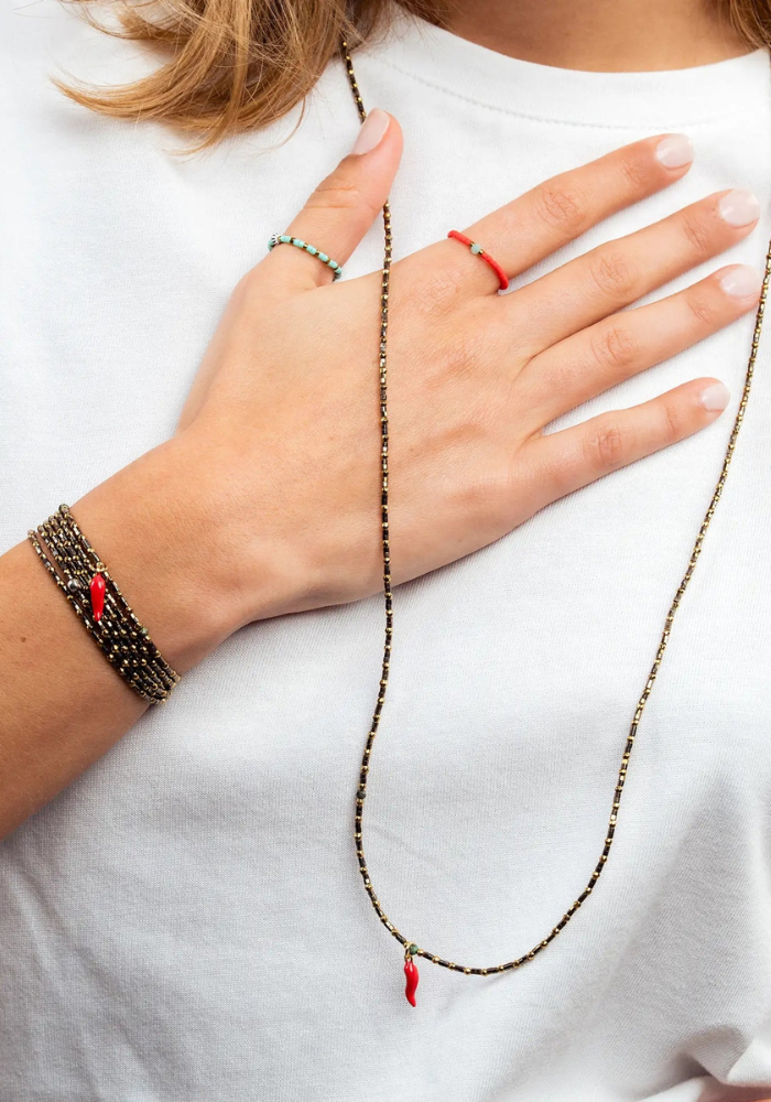 Bracelet 5 Tours Ou Sautoir Piment - Têtes Blondes