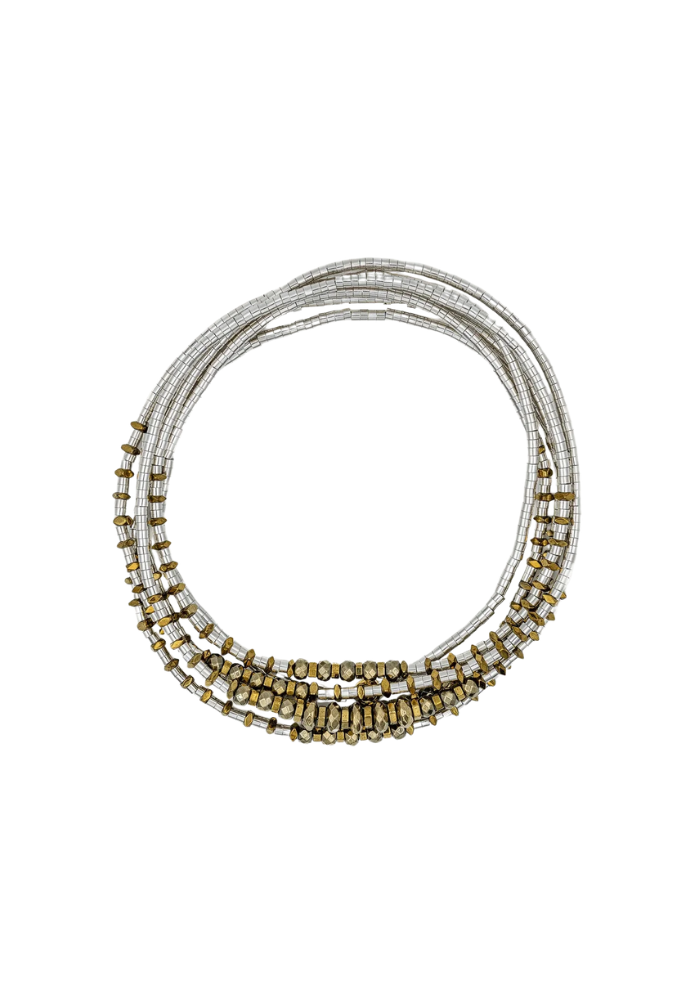 Bracelet 6 Tours Ou Sautoir Tess Silver - Têtes Blondes