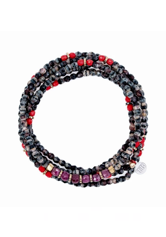 Bracelet 6 Tours Juillet 6 Rubis - Têtes Blondes