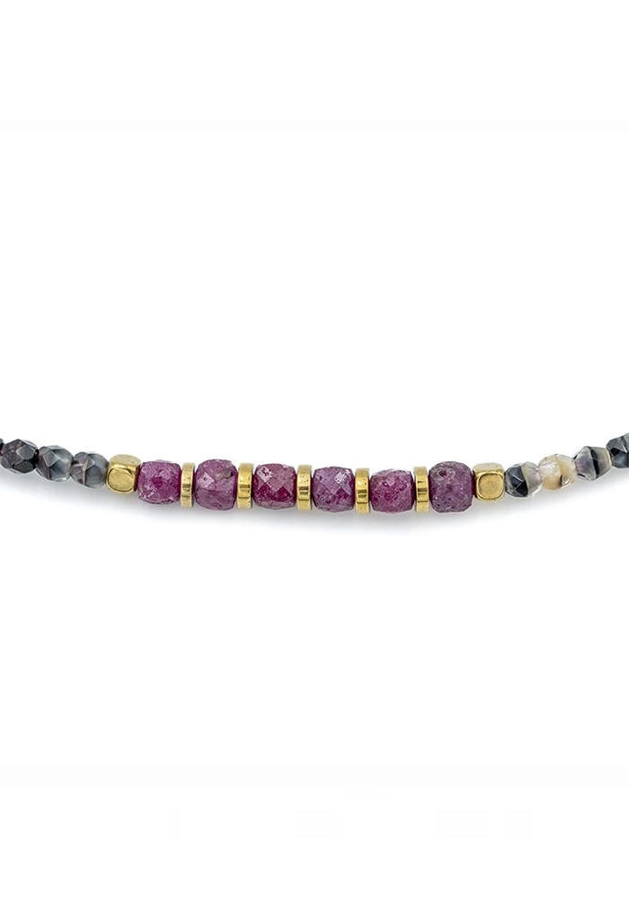Bracelet 6 Tours Juillet 6 Rubis - Têtes Blondes