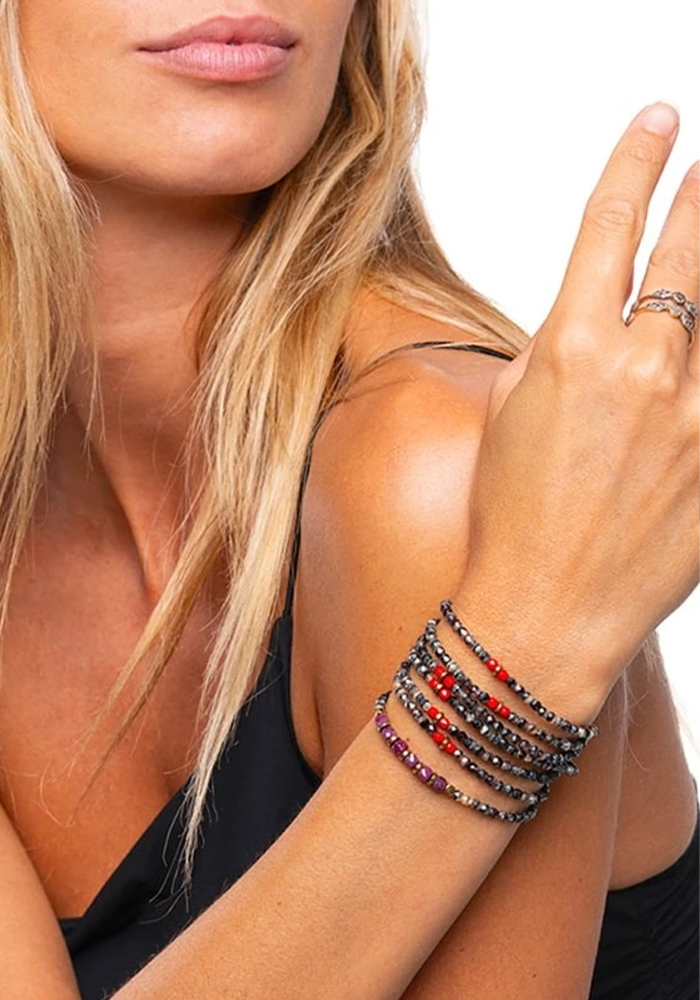 Bracelet 6 Tours Juillet 6 Rubis - Têtes Blondes