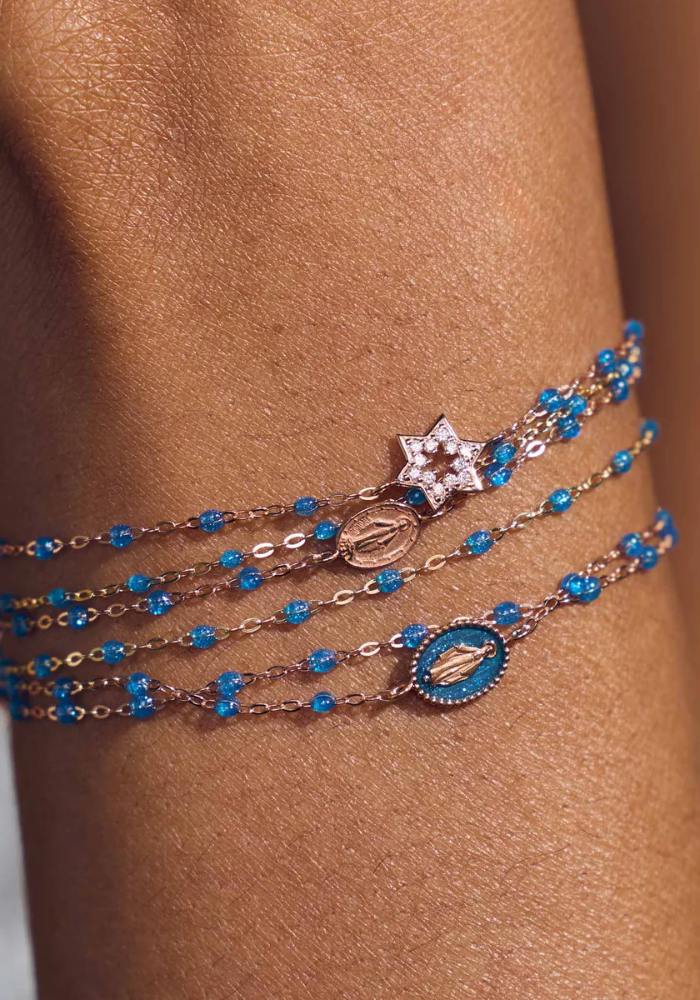 Bracelet Classique Gigi Or Rose Et Résines Azur 17cm - Gigi Clozeau