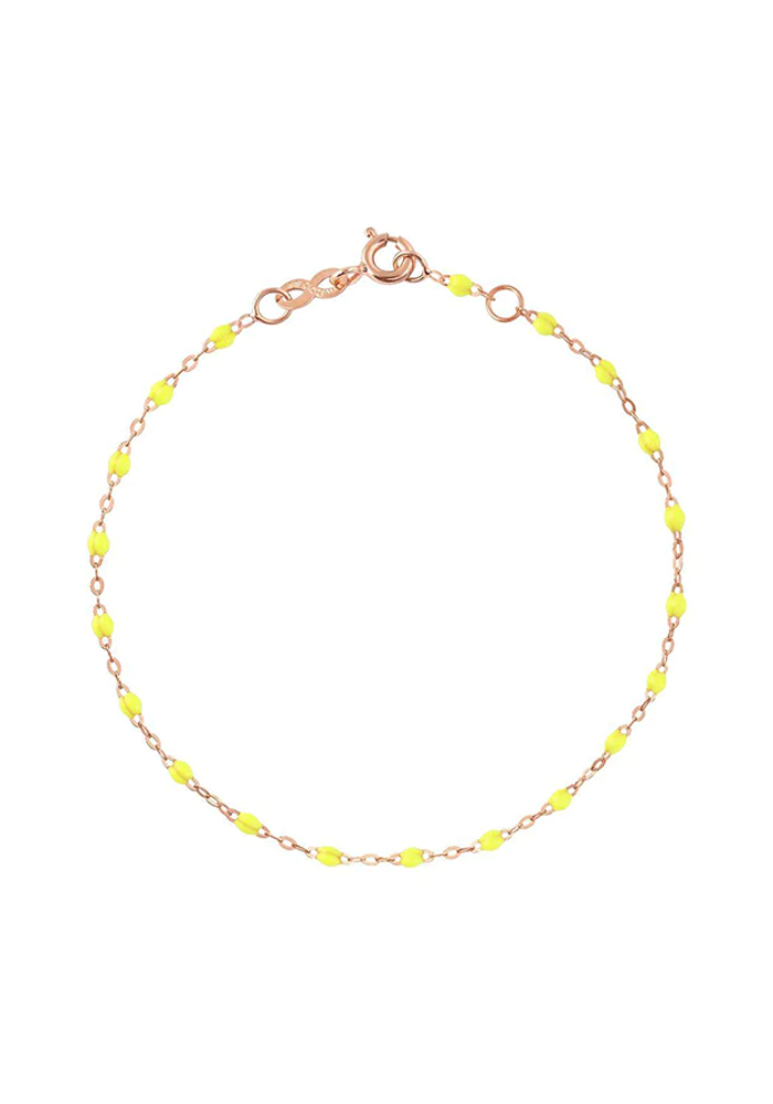 Bracelet Classique Gigi Or Rose Et Résines Jaune Fluo 17cm - Gigi Clozeau