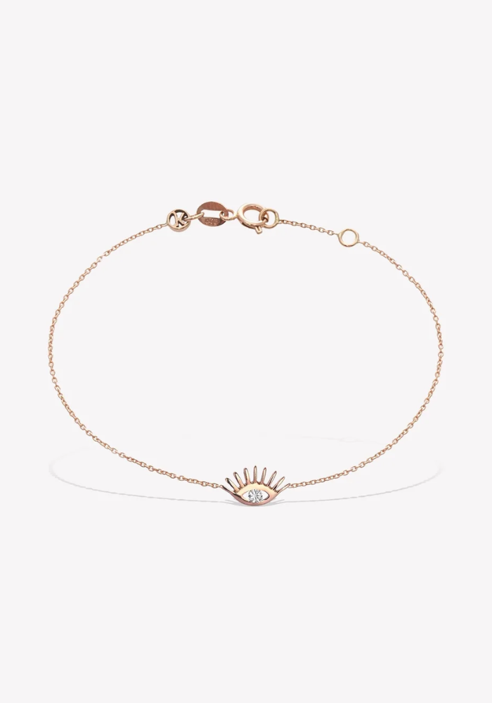 Bracelet Evil Eye Slim Chain Diamant Blanc - Kismet By Milka
