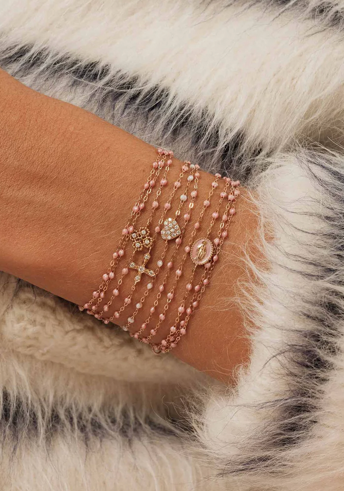 Bracelet Madone Or Rose Et Résines Blush 17cm - Gigi Clozeau