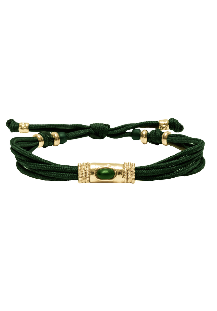 Bracelet Cordon Vert Et Malachite - Sing A Song