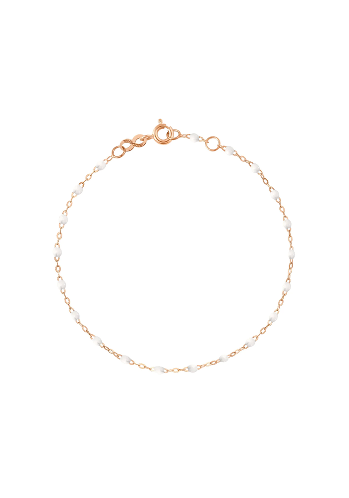 Bracelet Classique Gigi Or Rose Et Résines Blanches 15cm - Gigi Clozeau