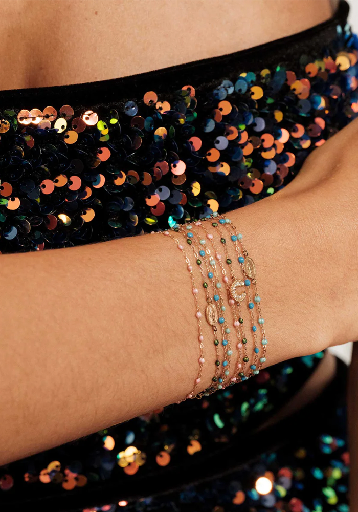 Bracelet Classique Gigi Or Rose Et Résines Bleu Celeste 15cm - Gigi Clozeau