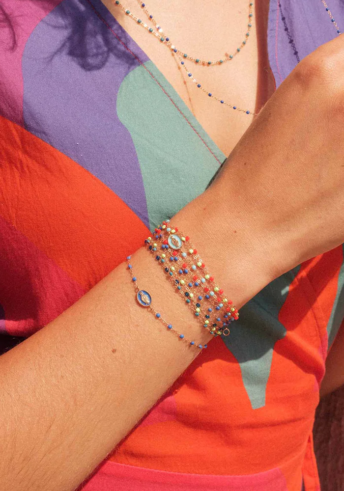 Bracelet Classique Gigi Or Rose Et Résines Ciel 17cm - Gigi Clozeau