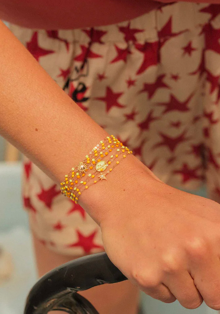 Bracelet Classique Gigi Or Rose Et Résines Citron 17cm - Gigi Clozeau