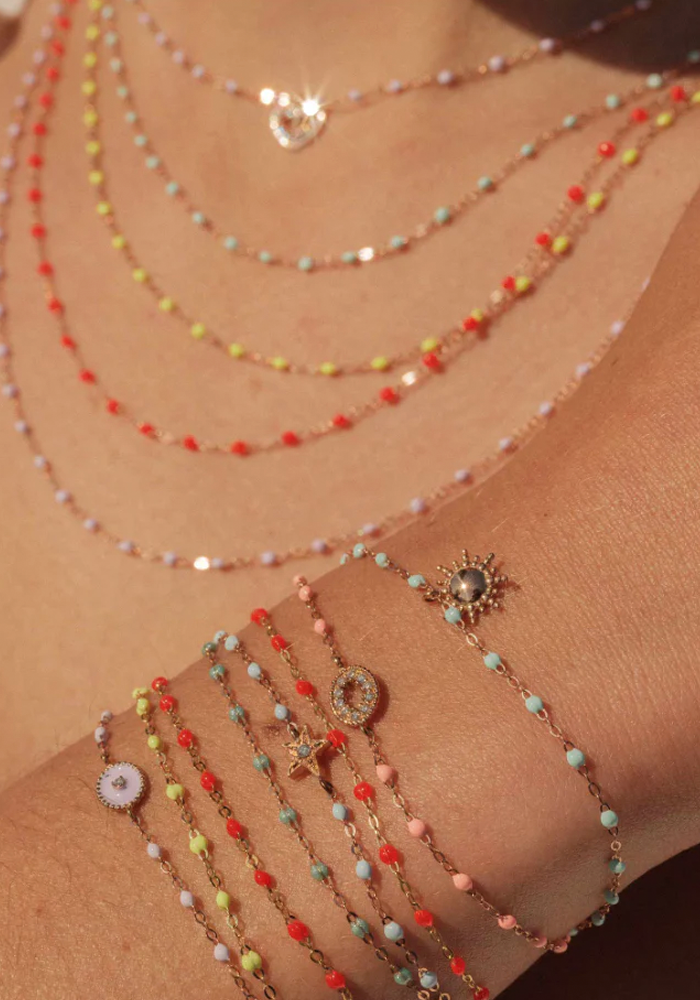 Bracelet Classique Gigi Or Jaune Et Résines Corail 17cm - Gigi Clozeau
