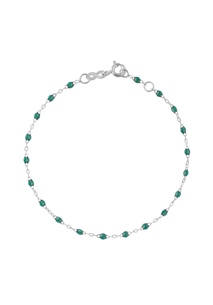 Bracelet Classique Gigi Or Blanc Et Résines Émeraude 17cm - Gigi Clozeau