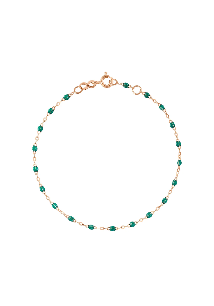 Bracelet Classique Gigi Or Rose Et Résines Émeraude 15cm - Gigi Clozeau