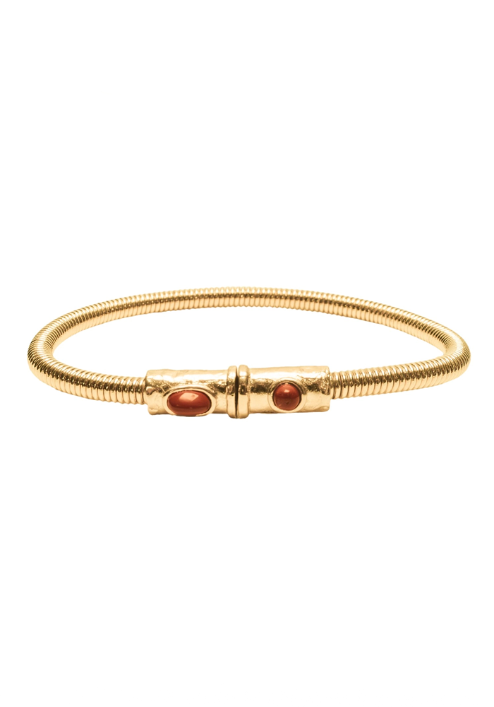 Bracelet Corde De Basse Big Plaqué Or Jaspe Rouge - Sing A Song