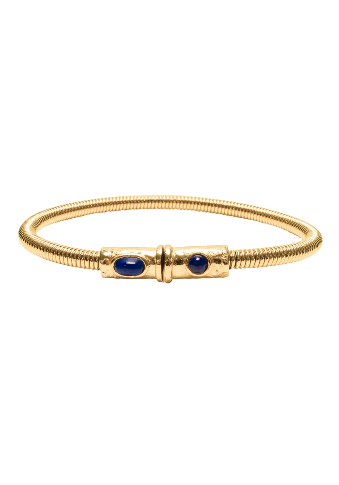 Pulsera de cuerdas de bajo grande con lapislázuli bañado en oro