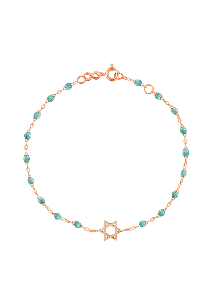 Bracelet Étoile De David Or Rose Et Résines Bleu Glacier 17cm - Gigi Clozeau