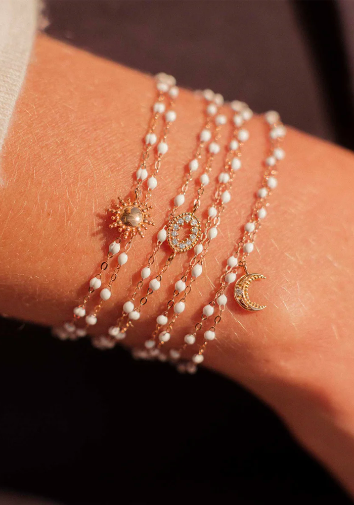 Bracelet Classique Gigi Or Jaune Et Résines Blanc