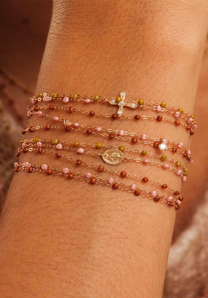 Bracelet Classique Gigi Or Rose Et Résines Blush 15cm - Gigi Clozeau