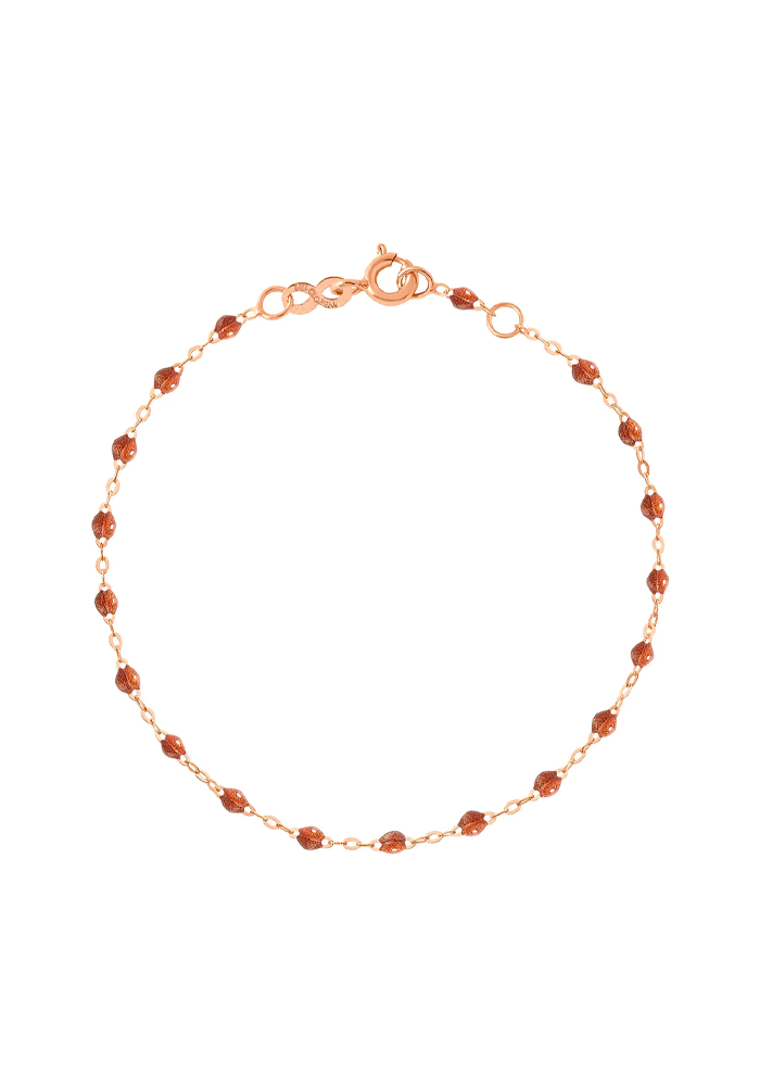 Bracelet Classique Gigi Or Rose Et Résines Fauve 17cm