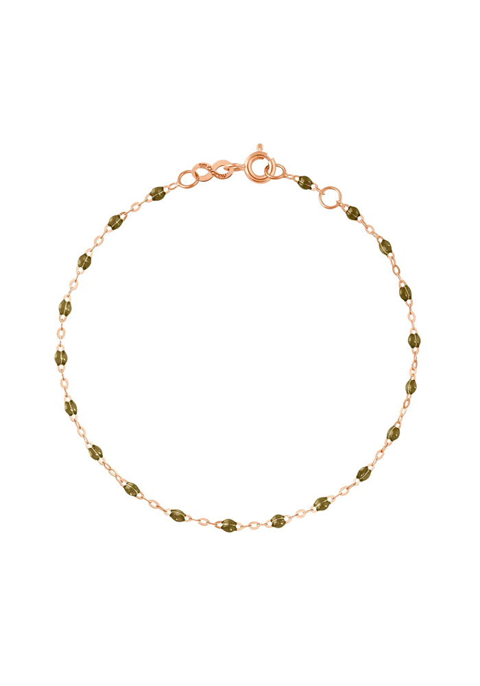 Bracelet Classique Gigi Or Rose Et Résines Kaki