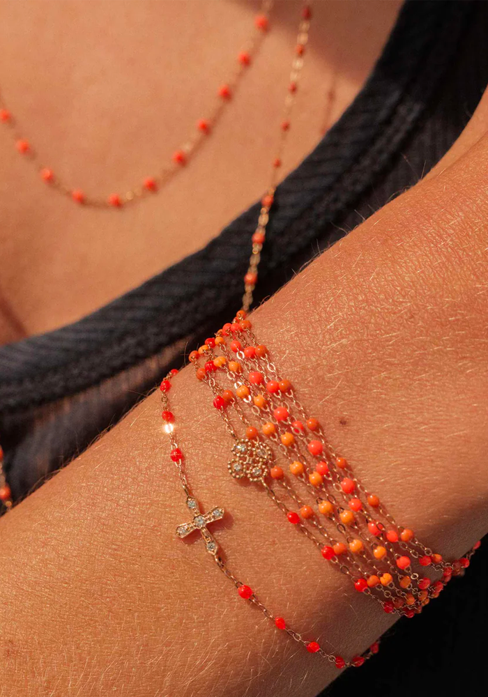Bracelet Classique Gigi Or Rose Et Résines Mandarine 17cm - Gigi Clozeau