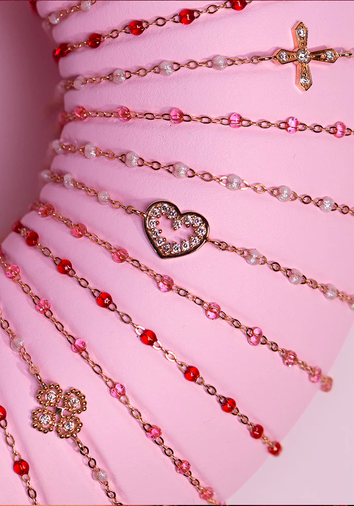 Bracelet Classique Gigi Or Rose Et Résines Rosée 15cm