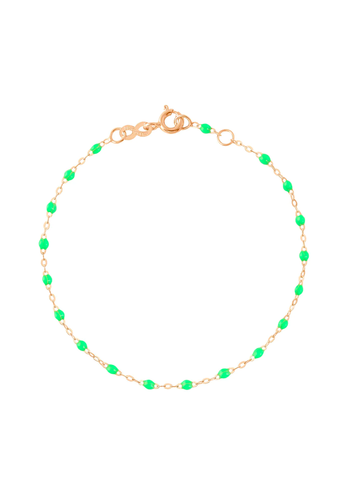 Bracelet Classique Gigi Or Rose Et Résines Vert Fluo 17cm - Gigi Clozeau