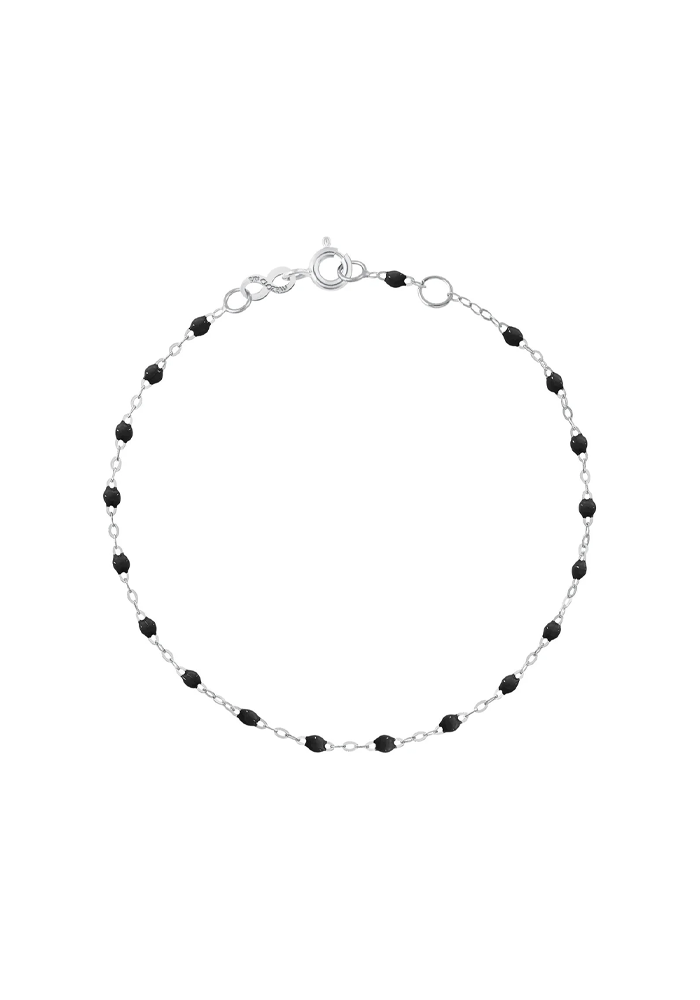 Bracelet Classique Gigi Or Blanc Et Résines Noires 15cm - Gigi Clozeau