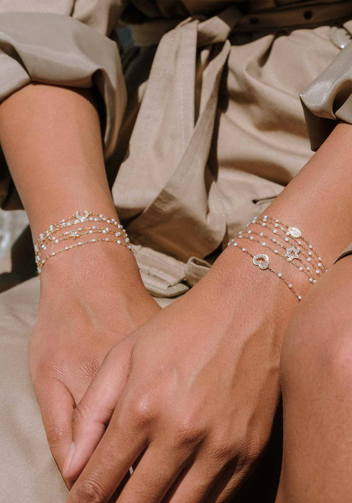 Bracelet Classique Gigi Or Blanc Et Résines Opale 17cm - Gigi Clozeau