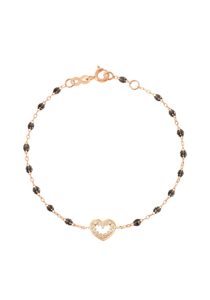 Bracelet Cœur Suprême Or Rose Résine Quartz Et Diamants 17 cm - Gigi Clozeau