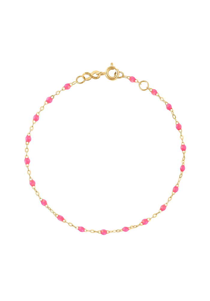 Bracelet Classique Gigi Or Jaune Et Résines Rose Fluo 17cm - Gigi Clozeau