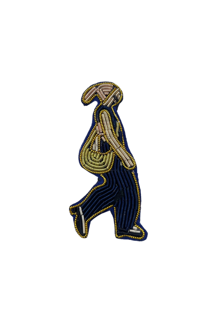 Broche Bonhomme En Fils Métalliques Bleu Et Doré - Sélectionné par Blush