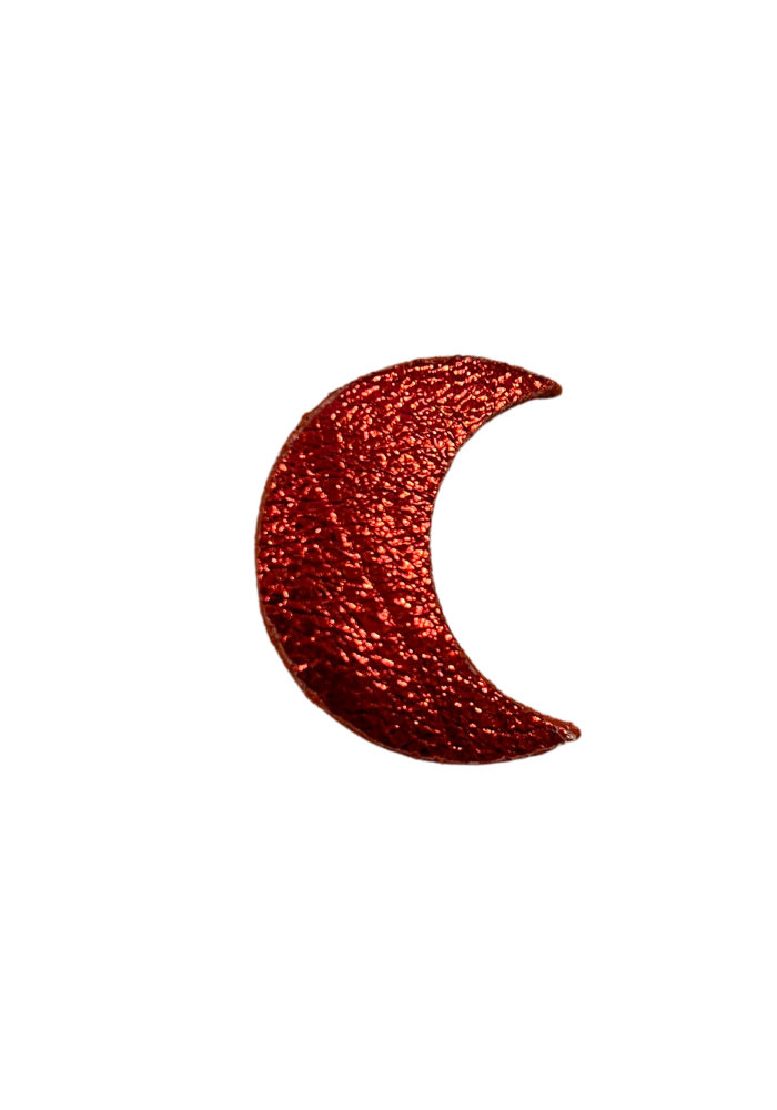 Broche Lune Cuir Irisé Rouge - Les Cleias